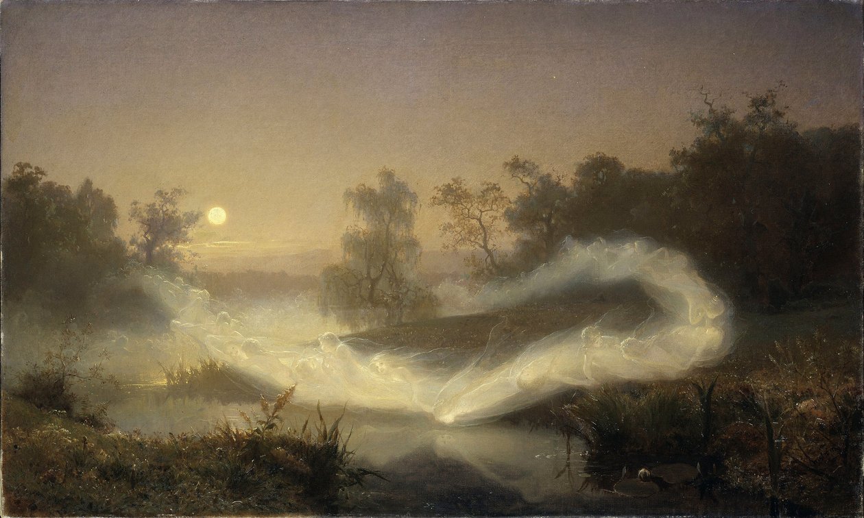 la danse des elfes - Malmstroem، August (1829-1901) ألوان زيتية على قماش 1866 Nationalmuseum Stockholm 90x149 بواسطة أغسطس Malmström