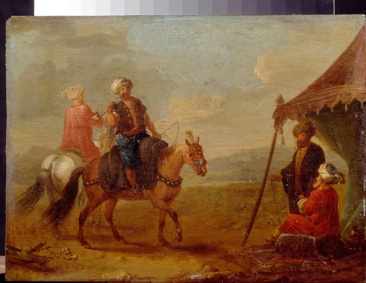 الفرسان الأتراك - لوحة لأوغست كيرفورت (1696-1761)، زيت على خشب بواسطة أغسطس Querfurt