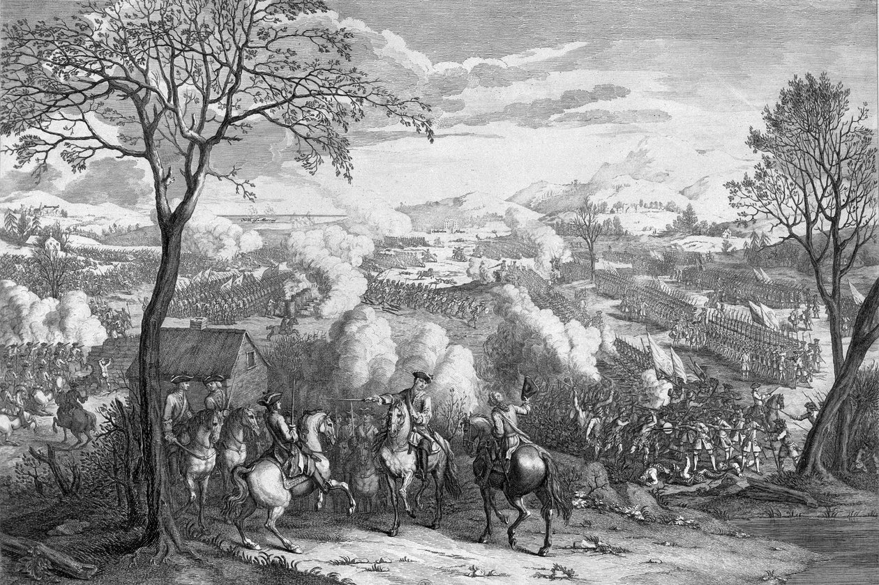 معركة Culloden في 16 أبريل 1746 ، نقشها Luke Sullivan ، c.1746 (نقش الخط الملون) بواسطة أغسطس فون هيكل