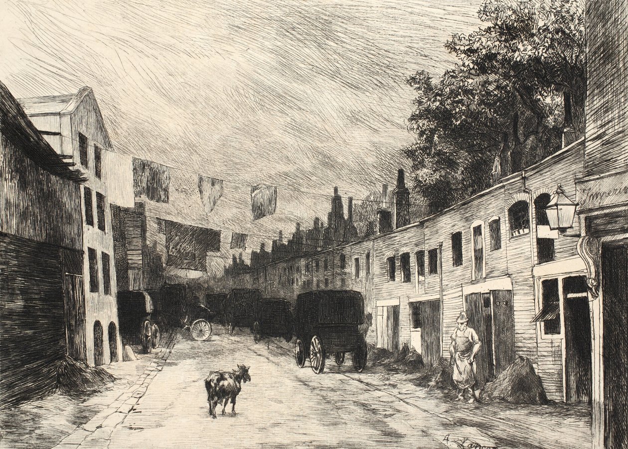رسم توضيحي من الحانة "La Rue a Londres". بقلم G. Charpentier et Cie ، 1884 بواسطة أوغست أندريه لانكون