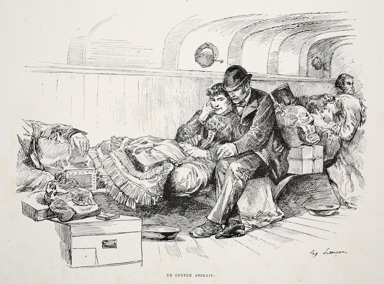 زوجان إنجليزيان ، توضيح من الحانة "La Rue a Londres". بقلم G. Charpentier et Cie ، 1884 بواسطة أوغست أندريه لانكون