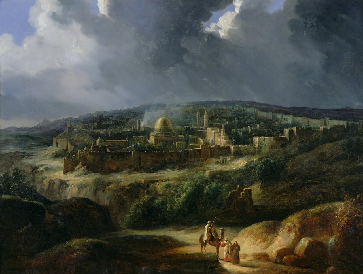 منظر القدس من وادي يهوشافاط ، ١٨٢٥ بواسطة أوغست فوربين