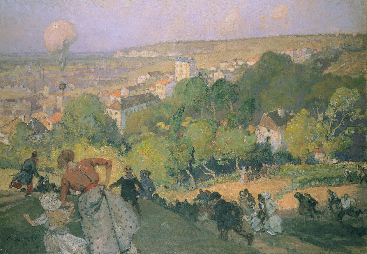 هبوط البالون في Pre St-Gervais ، c.1885 بواسطة أوغست لويس ليبيري
