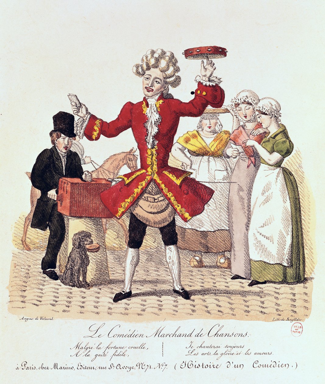The Street Singer ، محفور من قبل Alois Senefelder (1771-1834) بواسطة أوغست دي فالمونت