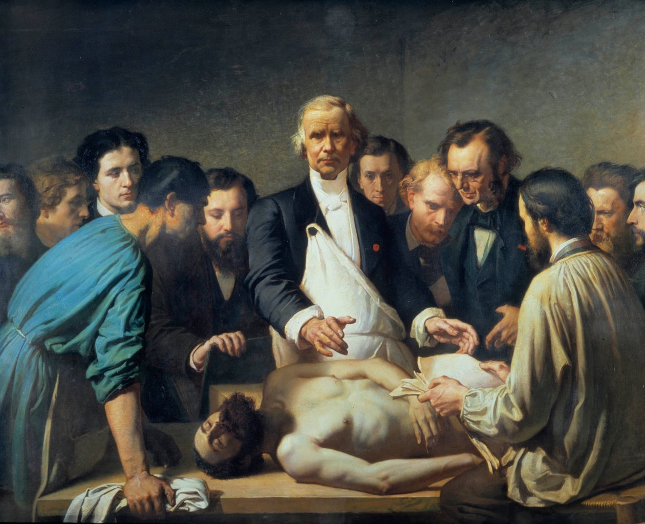 الدكتور ألفريد فيلاو (1795-1867) في مؤسسة Charity سيشرع في تشريح جثة طبيب محاط بطلابه المستعدين للتدخل في الجثة. لوحة لفرانسوا فيين بيرين (1826-1888). القرن ال 19. متحف الجولات للفنون الجميلة - ألفريد فيلبو بواسطة أوغست (بعد) فيين بيرين