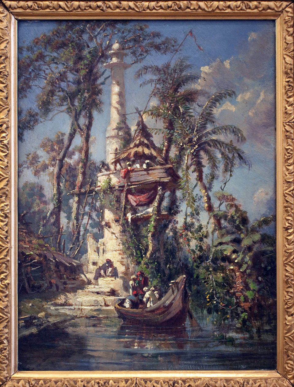 مرصد على ضفاف نهر هوغلي (البنغال ، الهند). لوحة لأوغست بورجيت (1808-1877) ، زيت على خشب الماهوجني بواسطة أوغست بورغيت