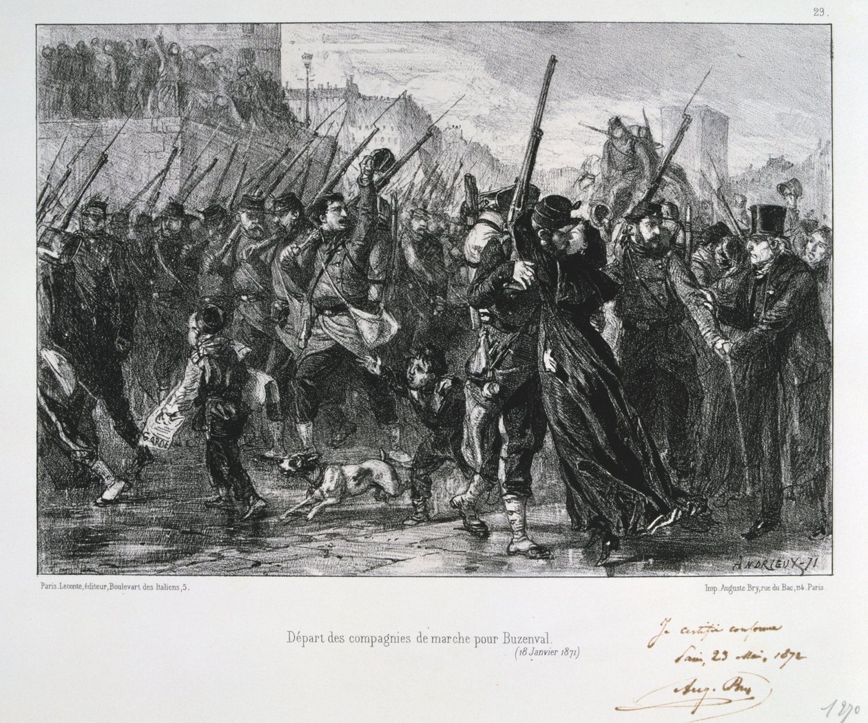 الجنود الفرنسيون المغادرون إلى Buzenval ، حصار باريس ، الحرب الفرنسية البروسية ، 18 يناير 1871 1872 بواسطة أوغست بري
