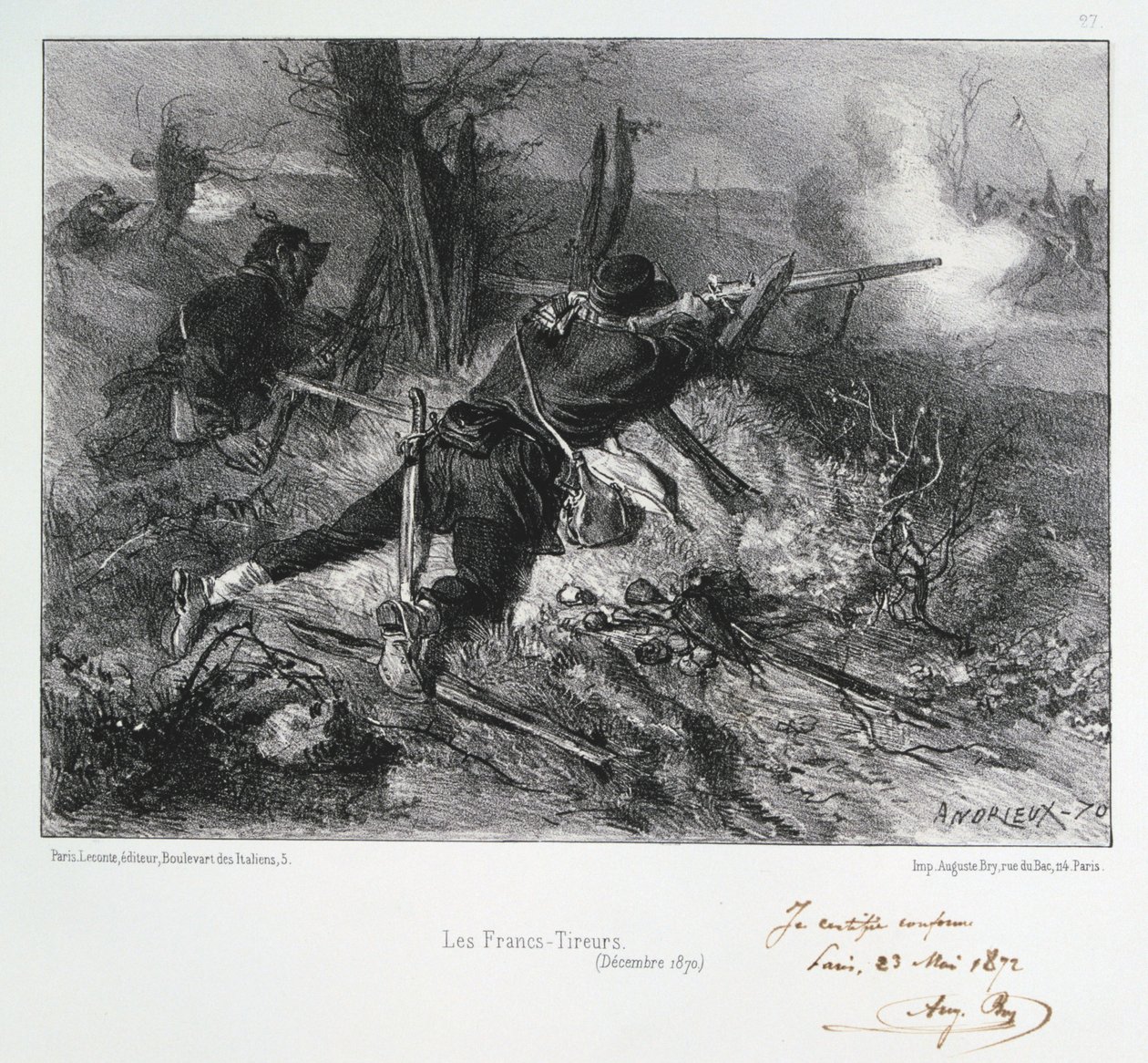 Les Francs-Tireurs ، حصار باريس ، الحرب الفرنسية البروسية ، ديسمبر 1870 1872 بواسطة أوغست بري