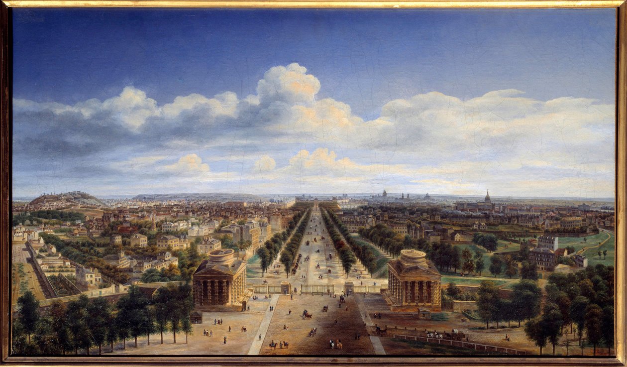 منظر لباريس مأخوذ من قوس النصر دي ليتوال لوحة لأوغست كادول (1782-1849) 1843 صن. ٠.٤٨ × ٠.٨٣ م باريس ، متحف كارنافاليت بواسطة أوغست كاديل