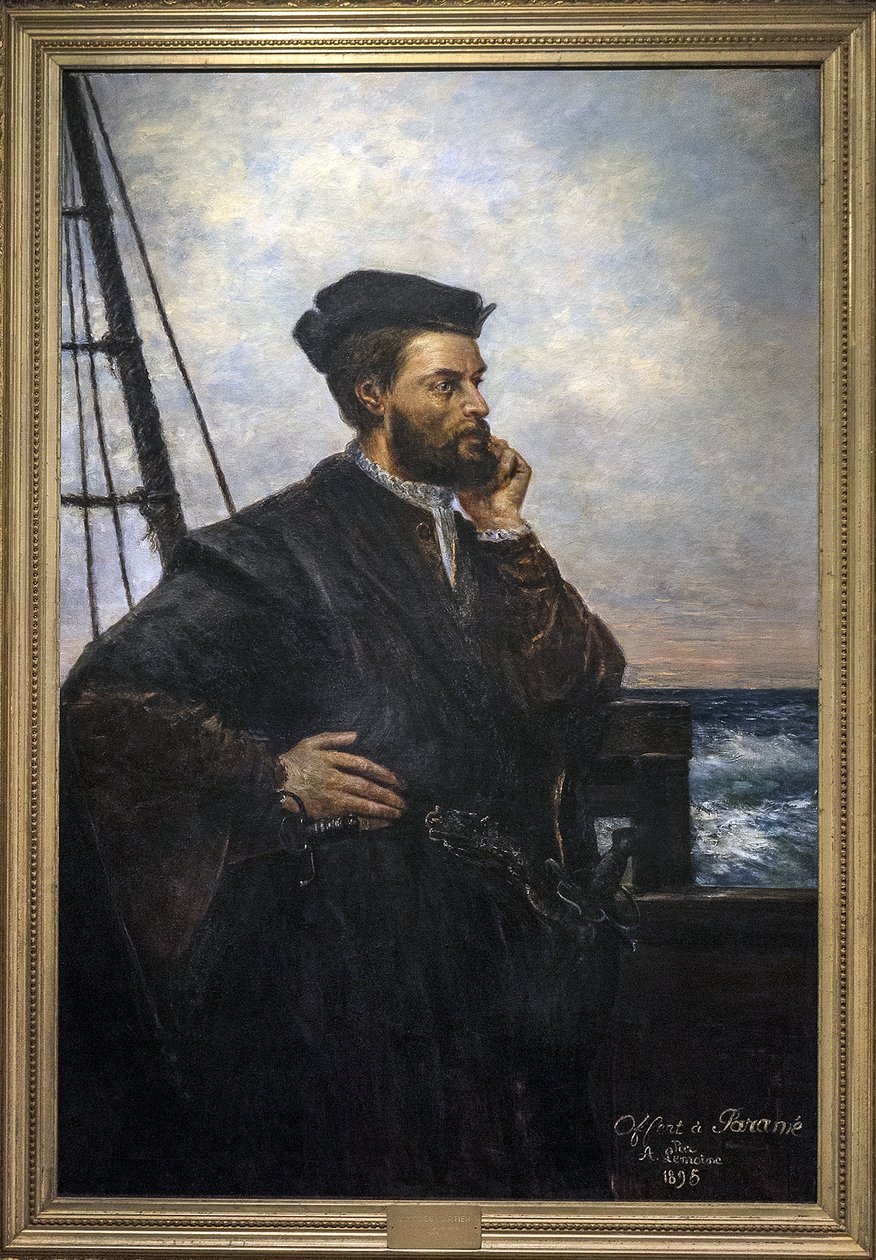 صورة لجاك كارتييه (1491-1557) ، الملاح والمستكشف الفرنسي. لوحة من قبل Auguste Lemoine 1848-1909 - 1895 متحف SAINT MALO للتاريخ بواسطة أوغست تشارلز ليموين