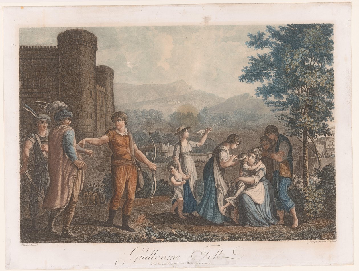 ويليام تيل بعد إطلاق النار على التفاحة Guillaume Tell (العنوان على الكائن) بواسطة أوغست كلود سيمون ليجراند