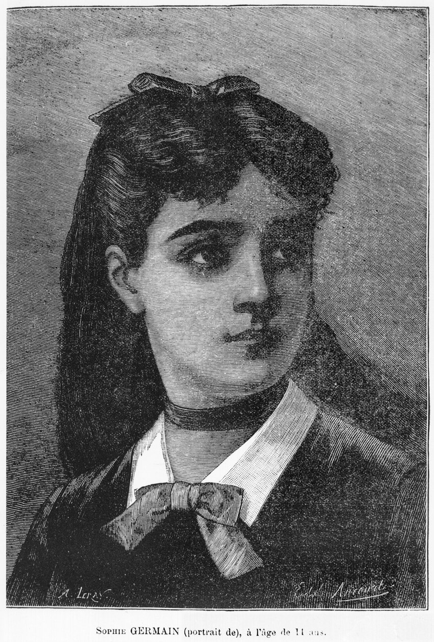 صوفي جيرمان (1776-1831) عمرها 14 سنة ، رسم توضيحي من "هيستوار دو اشتراكية" ، 1880 بواسطة أوغست يوجين لراي