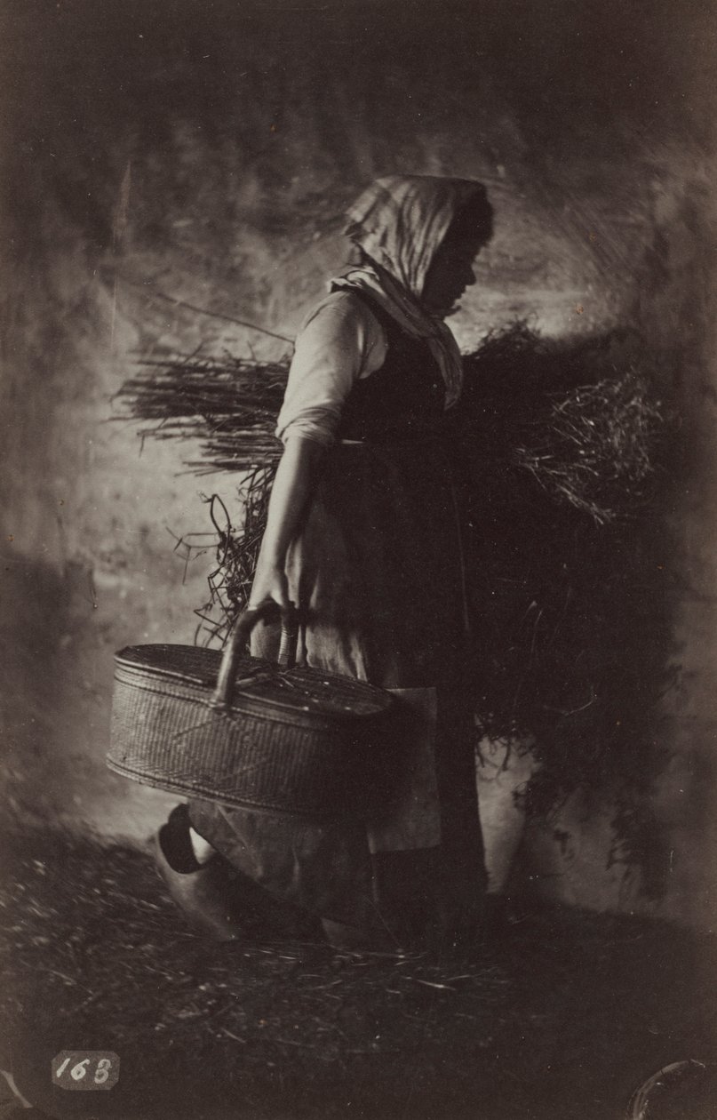 فلاحة تحمل سلة والتبن ، ج. 1870. بواسطة أوغست جيرودون
