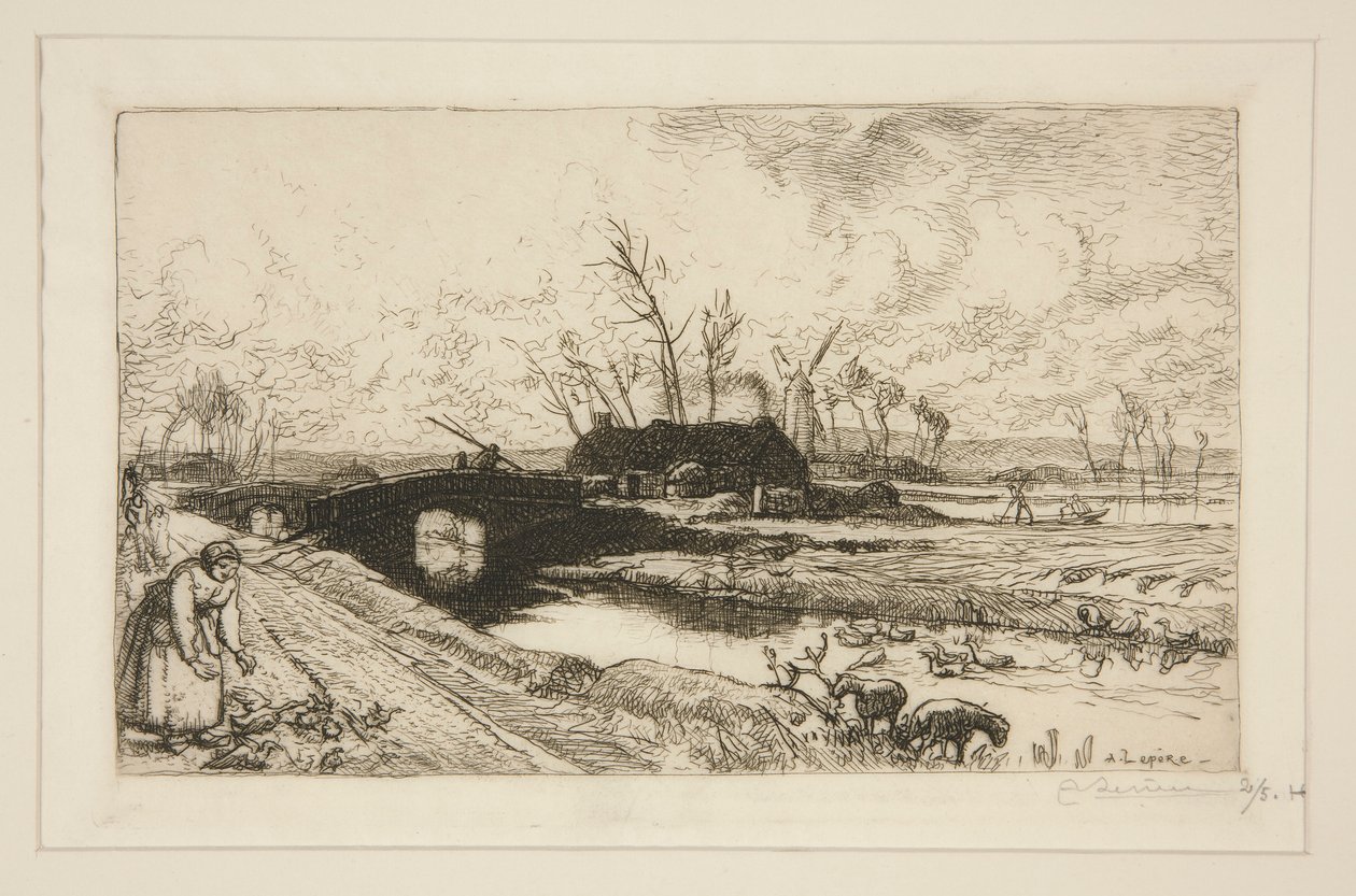 Le petit pont (Vend؟ e) (The Little Bridge [Vendee]) بواسطة أوغست ليبير