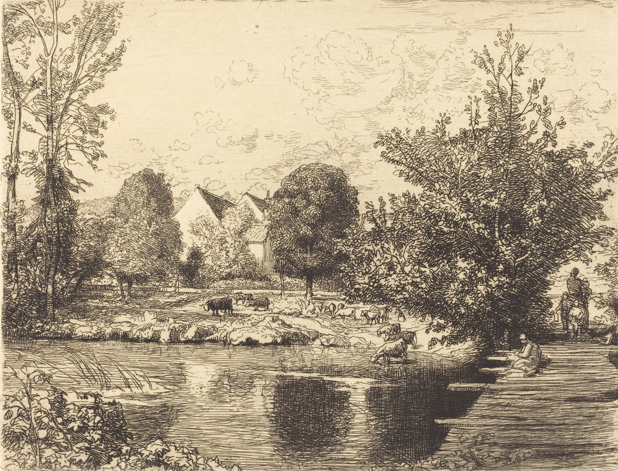 جسر القدم القديم ، ضفاف جسر مورين الصغير القديم ، ضفاف مورين الصغير ، 1915. بواسطة أوغست ليبير