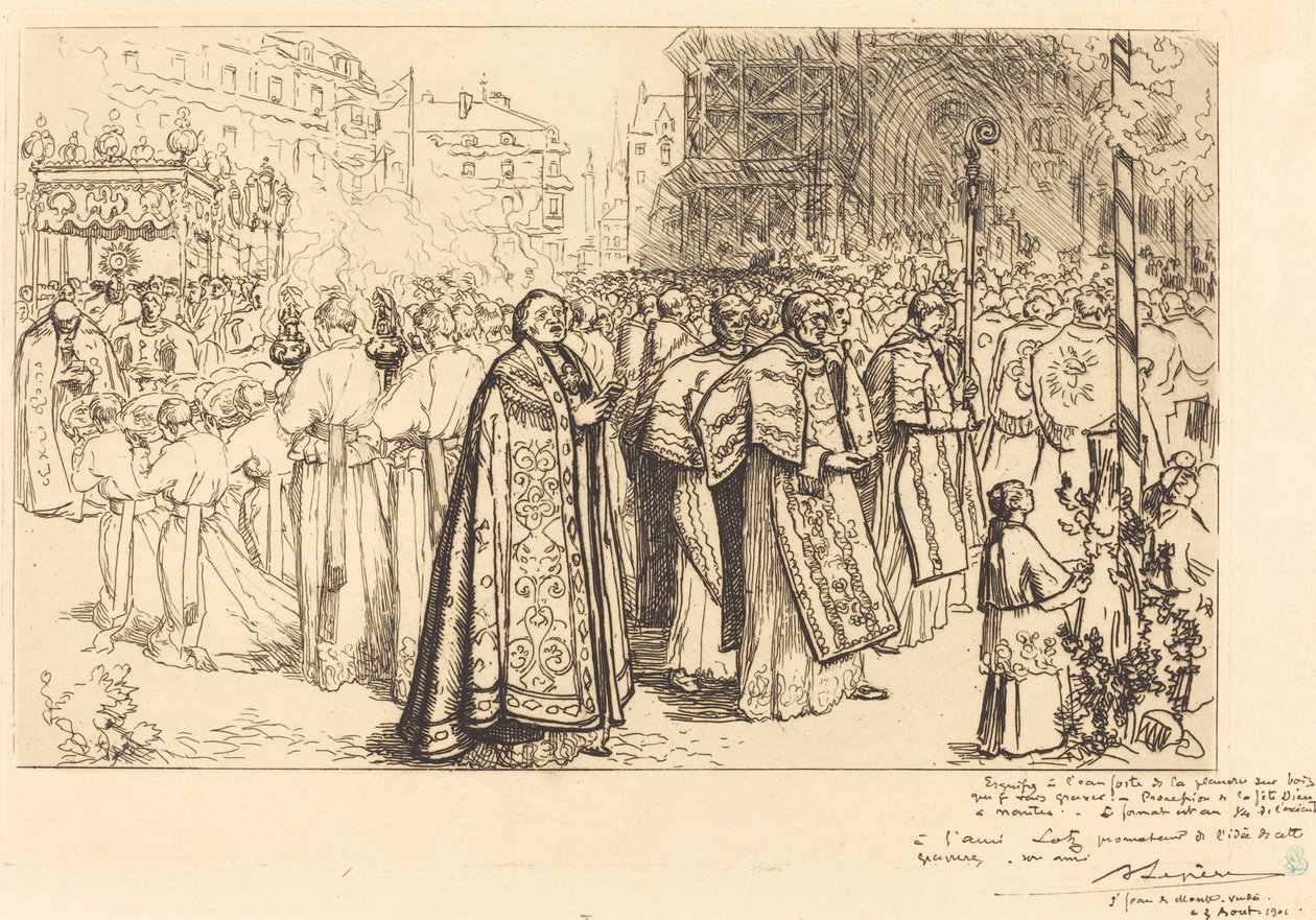 عودة الموكب إلى كاتدرائية نانت (Rentree de la Procession a la Cathedral de Nantes) بواسطة أوغست ليبير