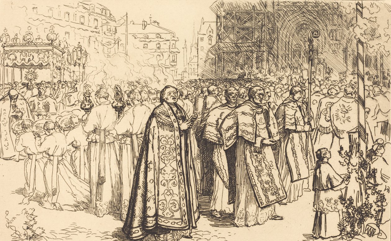 عودة الموكب إلى كاتدرائية نانت Rentree de la Procession a la Cathedral de Nantes، 190 بواسطة أوغست ليبير