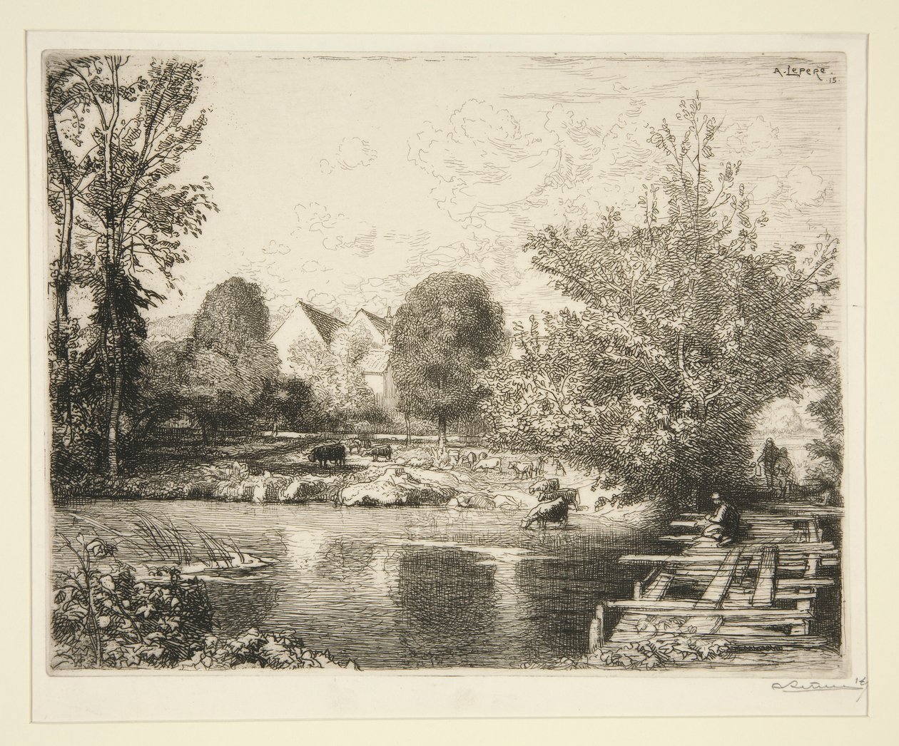 Vieille passerelle، bords du petit Morin (Old Foot-bridge، Banks of the Small Morin) بواسطة أوغست ليبير