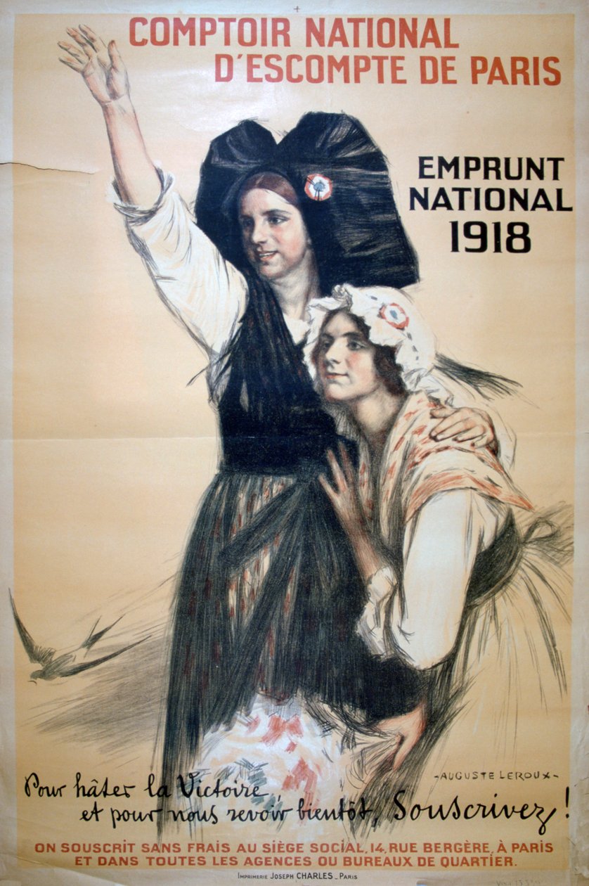 "Comptoir National d'Escompte de Paris" ، ملصق فرنسي للحرب العالمية الأولى ، 1918 بواسطة أوغست ليرو