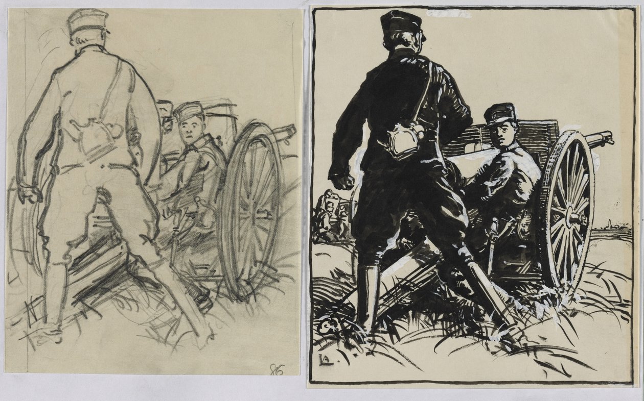 المدفعية البلجيكية ، 1914. بواسطة أوغست لويس ليبيري