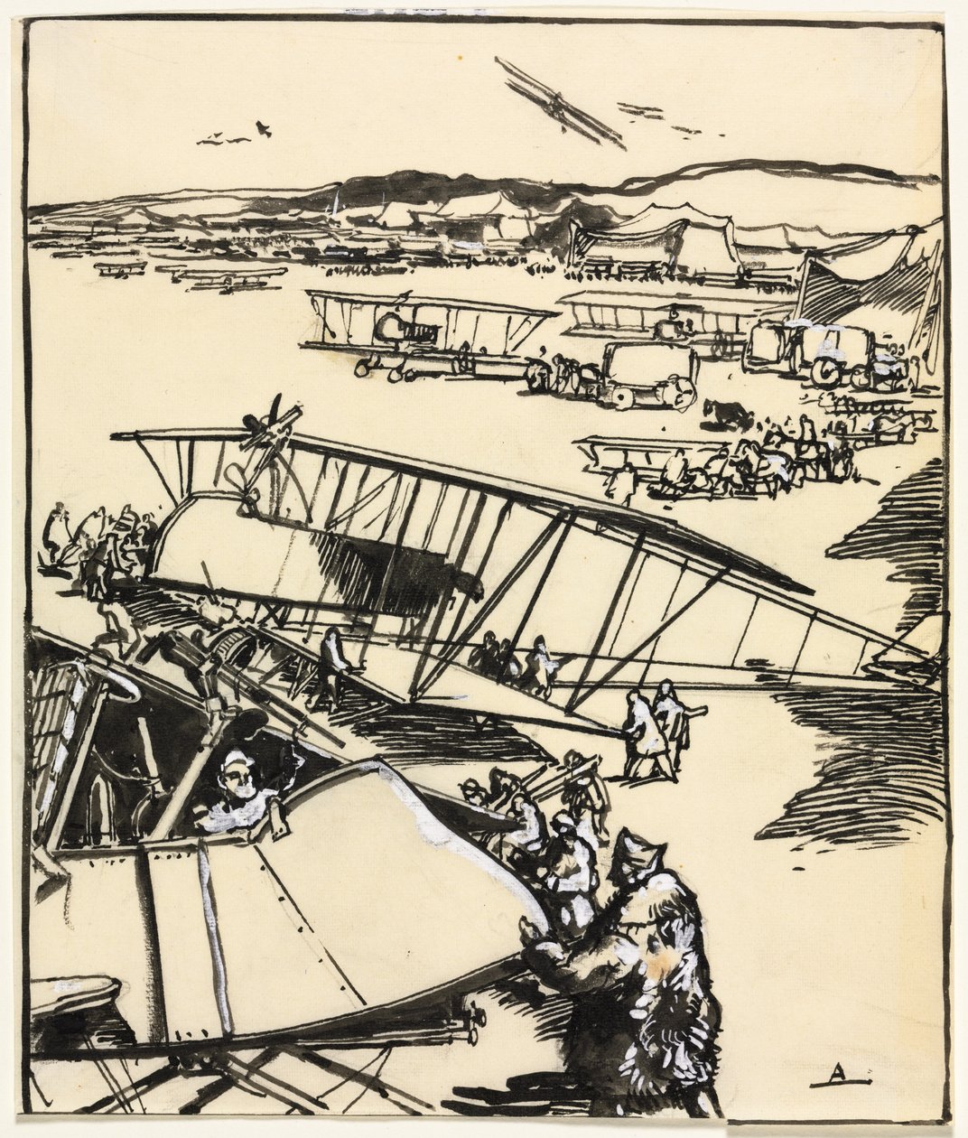 الطائرات على الأرض ، 1914. بواسطة أوغست لويس ليبيري