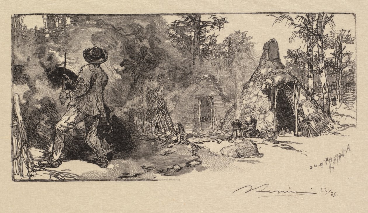 غابة فونتينبلو: Coalmen La Forêt de Fontainebleau: Les Charbonniers ، 1890. بواسطة أوغست لويس ليبيري