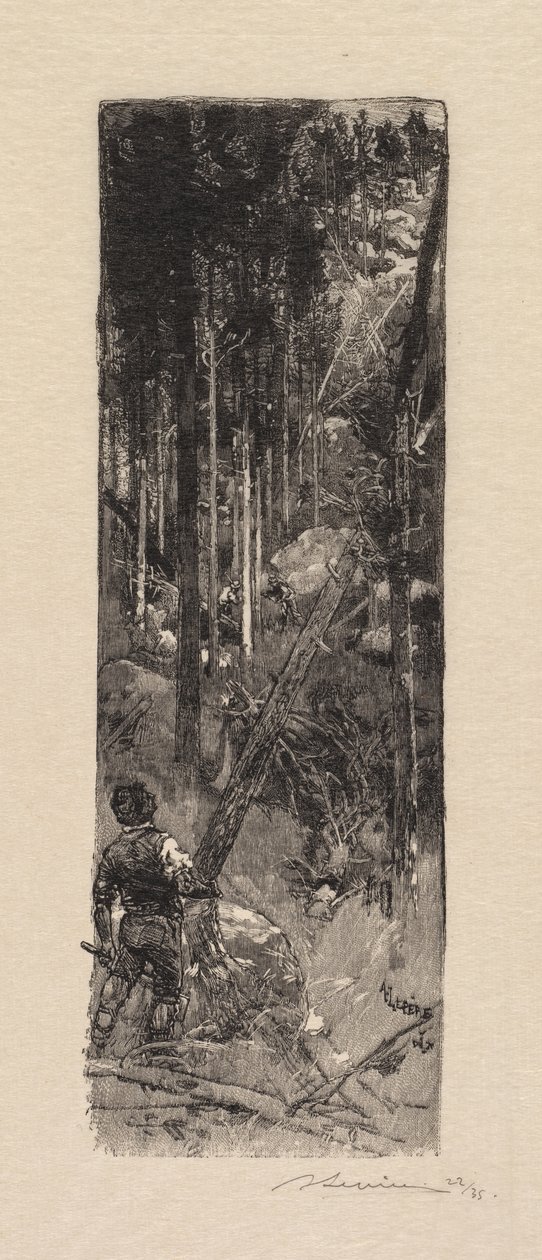 غابة فونتينبلو: قطع أشجار الصنوبر La Forêt de Fontainebleau: Abatage des pins ، 1890. بواسطة أوغست لويس ليبيري