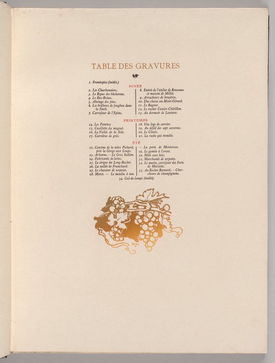 غابة فونتينبلو: العنب ، جدول كول دي مصباح للنقوش La Forêt de Fontainebleau ... ، 1908 بواسطة أوغست لويس ليبيري