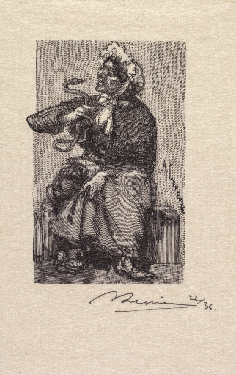 غابة فونتينبلو: Serpent Merchant La Forêt de Fontainebleau: Marchande de Serpents ، 1890. بواسطة أوغست لويس ليبيري