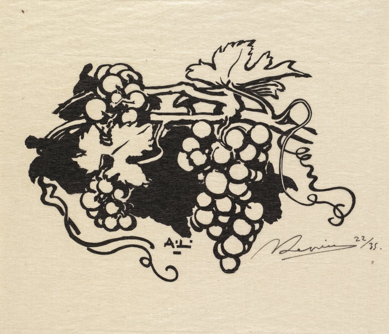 غابة فونتينبلو: Tailpiece ، Grapes (La Forêt de Fontainebleau: Cul-de-lampe) بواسطة أوغست لويس ليبيري