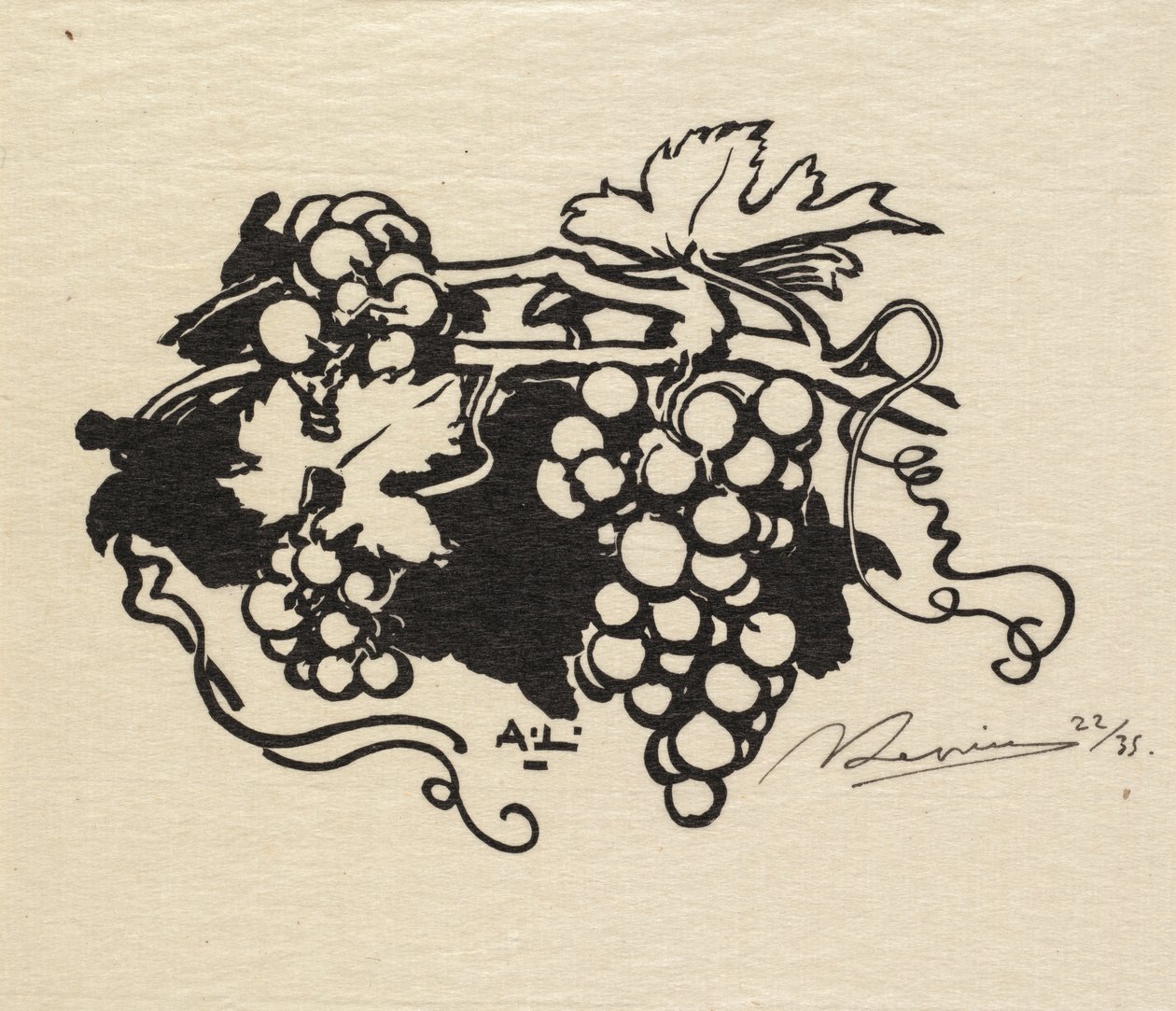 غابة Fontainebleau: Tailpiece ، Grapes La Forêt de Fontainebleau: Cul-de-Lampe ، 1890. بواسطة أوغست لويس ليبيري