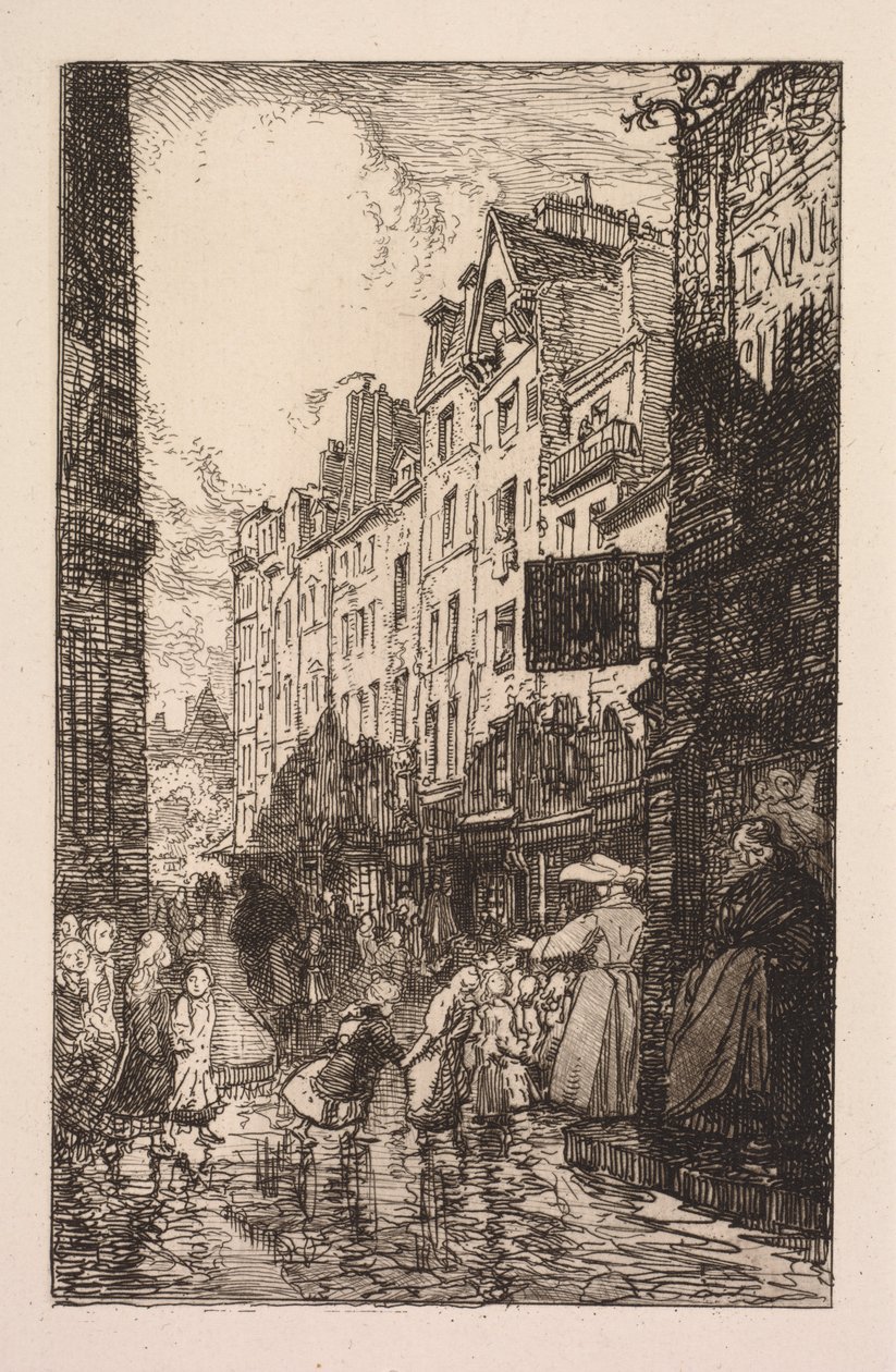 La Biévre ، Les Gobelins ، Saint-Séverin: حي Saint-Séverin: The Rue des Prêtres Saint-Séverin بواسطة أوغست لويس ليبيري