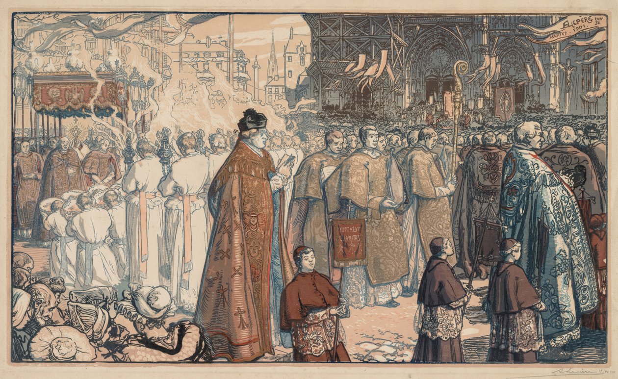 موكب كوربوس كريستي في نانت ، 1901. بواسطة أوغست لويس ليبيري