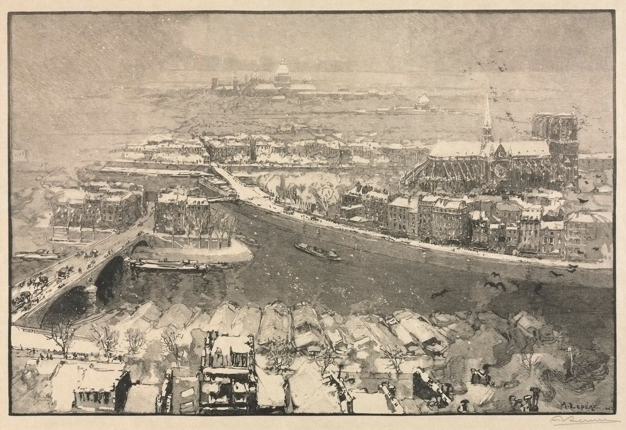 باريس تحت الثلج ، 1890. بواسطة أوغست لويس ليبيري