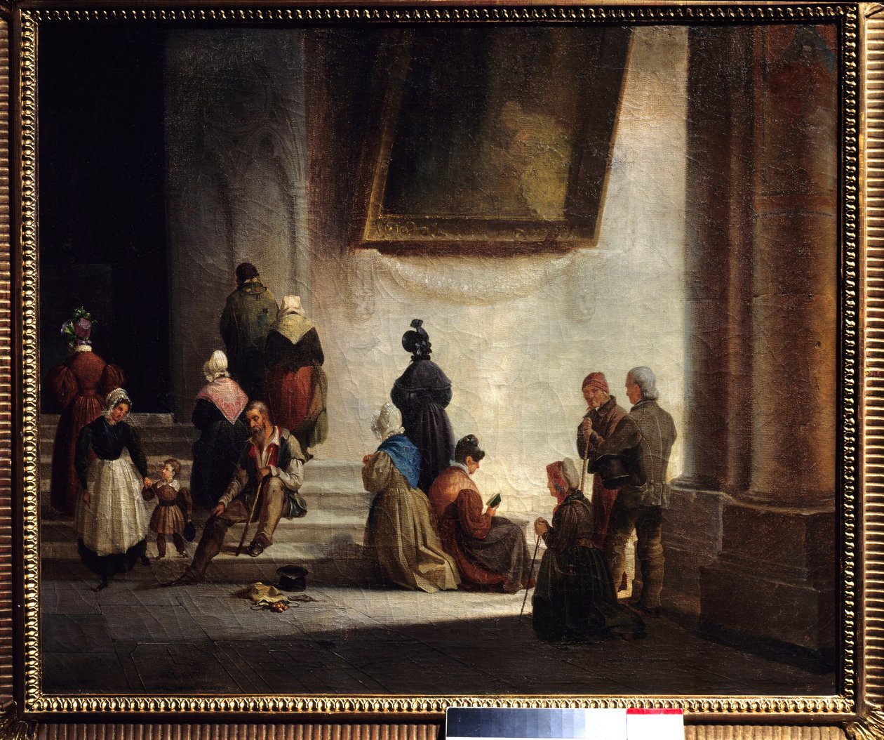 أوموني في الكنيسة لوحة لأوغست ميجيت (1802-1884) 1834 متحف ميتز للفنون الجميلة بواسطة أوغست ميجيت