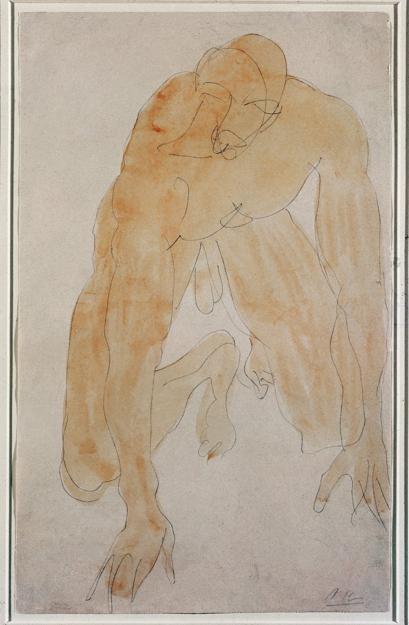 Kneeling man (Watercolour بواسطة أوغست رودين