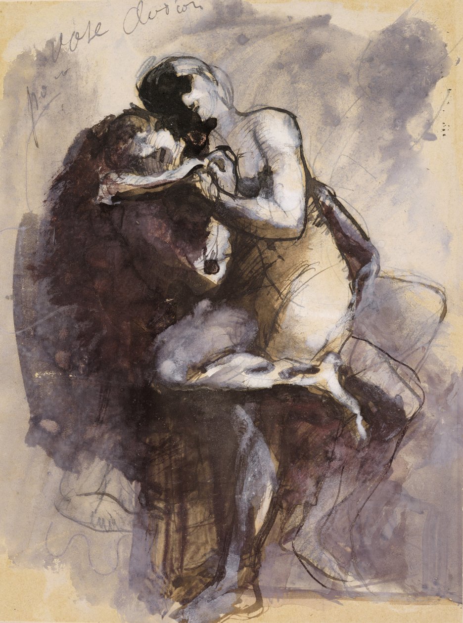 إناء كلوديون (عشاق) c.1880 (حبر أسود مع غواش وجرافيت على ورق) بواسطة أوغست رودين