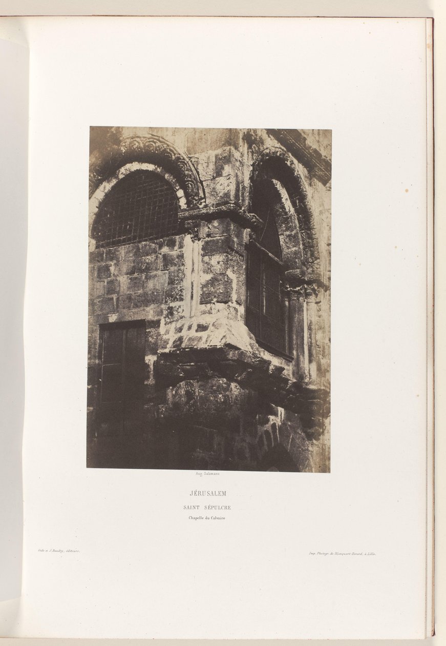 Kapel van de Heilig Grafkerk، Jeruzalem بيت المقدس. القبر المقدس. مصلى الجلجلة (العنوان على الكائن) بواسطة أوغست سالزمان