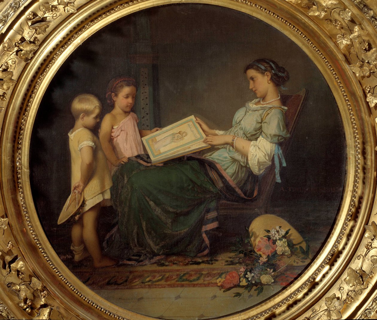 درس القراءة الرسم بواسطة Auguste Toulmouche (1829-1890) 1854 باريس ، متحف دورسيه بواسطة أوغست تولموش