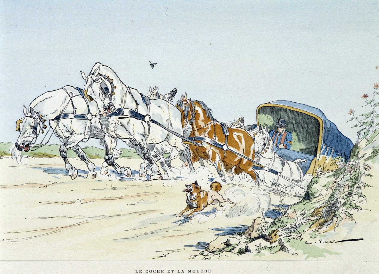 القارب والذبابة - في "" خرافات لافونتين ، سوء. بواسطة Auguste Vimar (1851-1916) ، جولات ، في A ، Mame & Fils بواسطة أوغست فيمار
