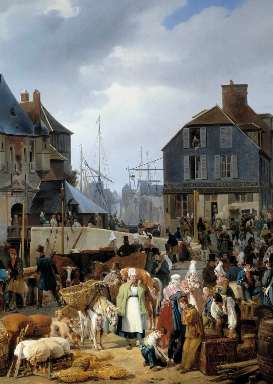الماشية على متن الراكب "" في ميناء هونفلور "" تفاصيل لوحة رسمها أوغست-كزافييه ليبرنس (1799-1826) بواسطة أوغست كزافييه ليبرينس