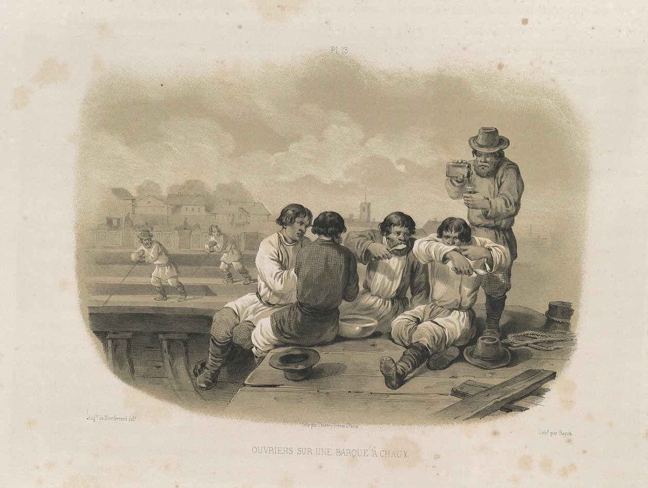 بناة على متن قارب من: بناء كاتدرائية القديس إسحاق ، 1845 بواسطة أوغست دي مونتفيران