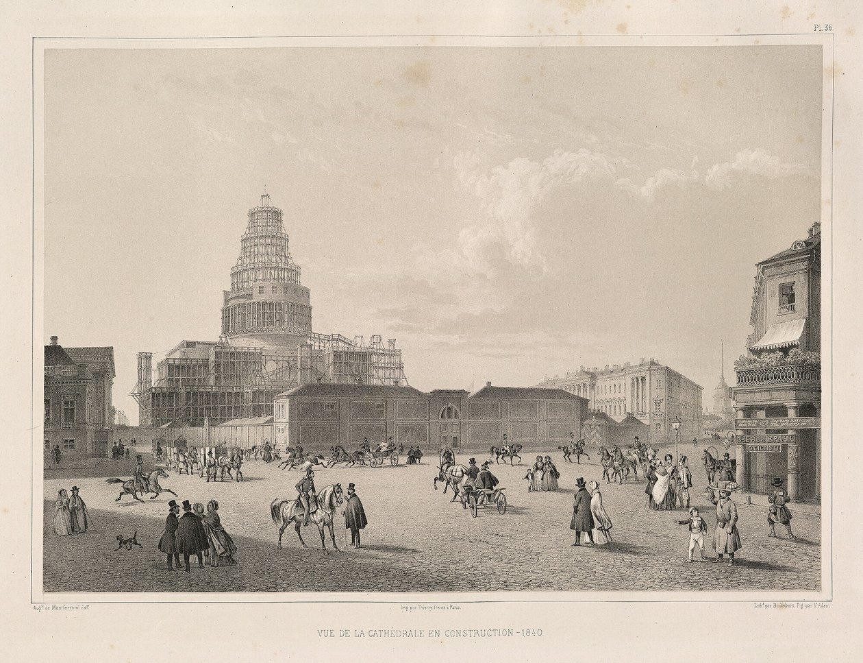 أعمال البناء عام 1838 من: بناء كاتدرائية القديس إسحاق ، 1845 بواسطة أوغست دي مونتفيران