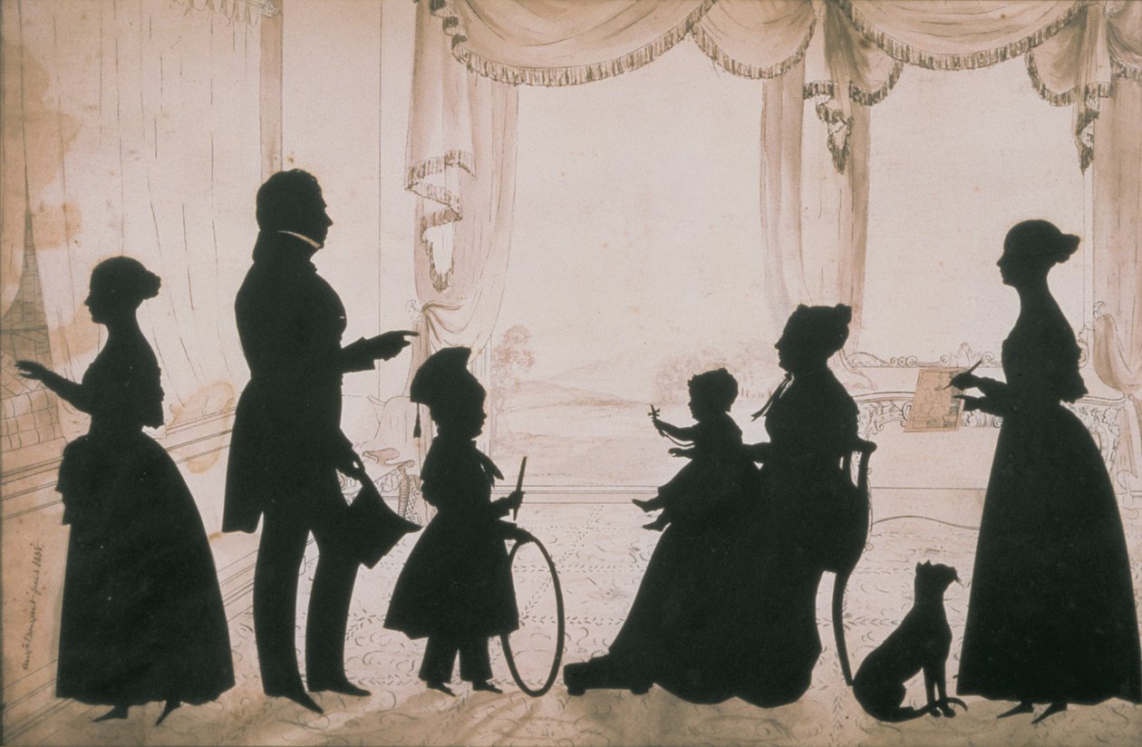 صورة ظلية لعائلة Cramsie من O&39;Harrabrook ، Ballymoney ، Co. Antrim ، 1838 (ورقة) بواسطة 