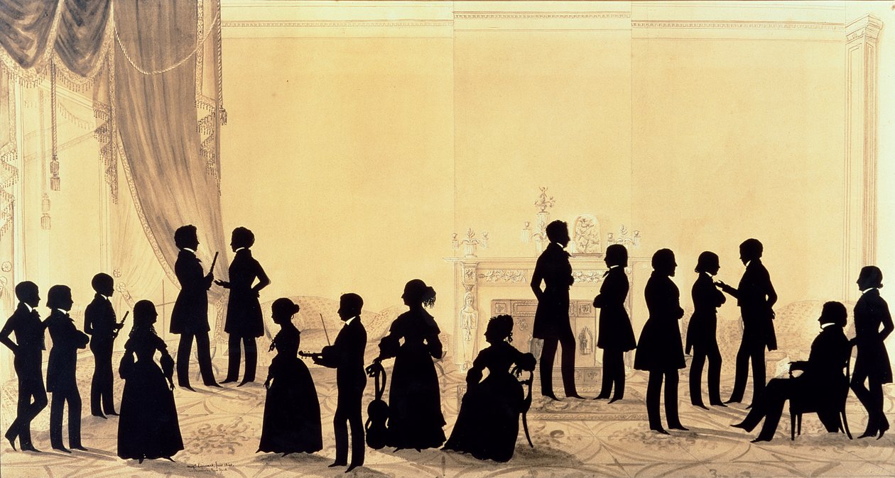 صورة ظلية للأسرة وضيوف الدكتور تشيزمان ، 1840 بواسطة أوغسطين أمانت كونستانت فيديلي إدوارت