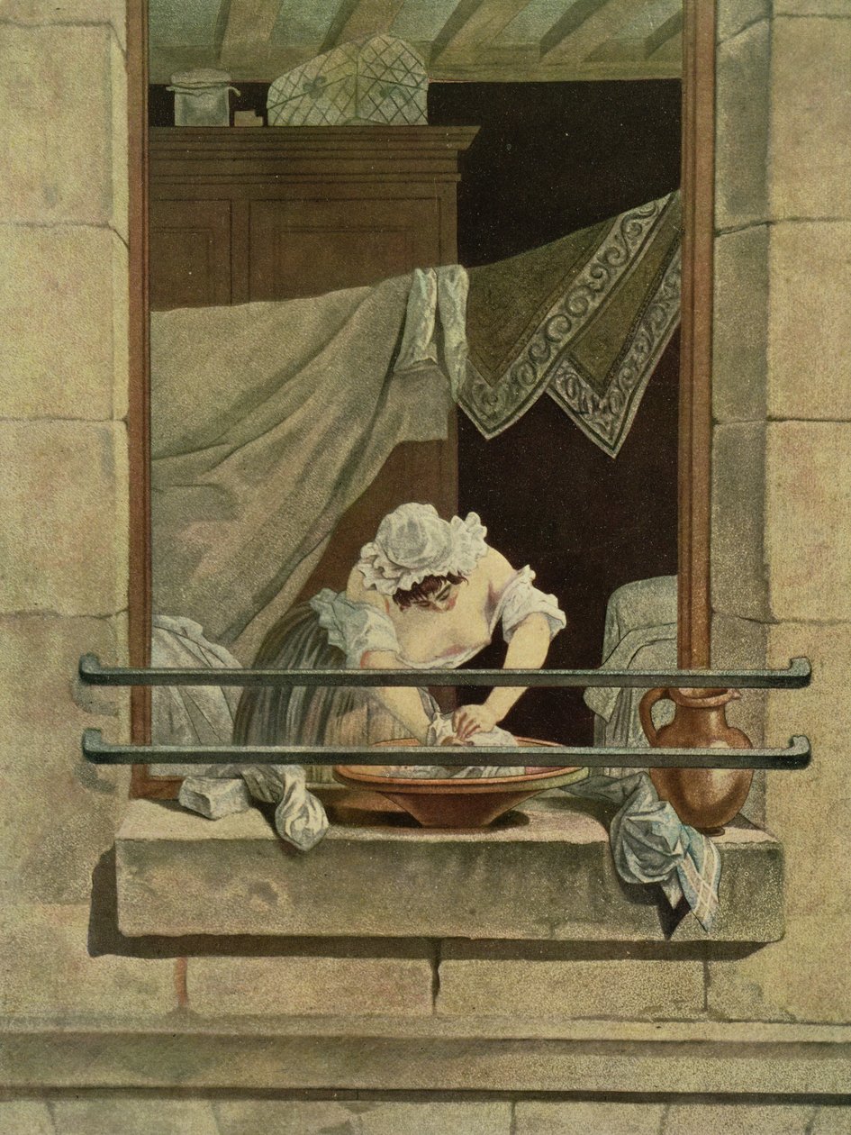 The Washerwoman ، محفورة من قبل J. Laurent Julien (c18th) و Jean-Baptiste Morret (fl.1790-1820) بواسطة أوغسطين دي سانت أوبين
