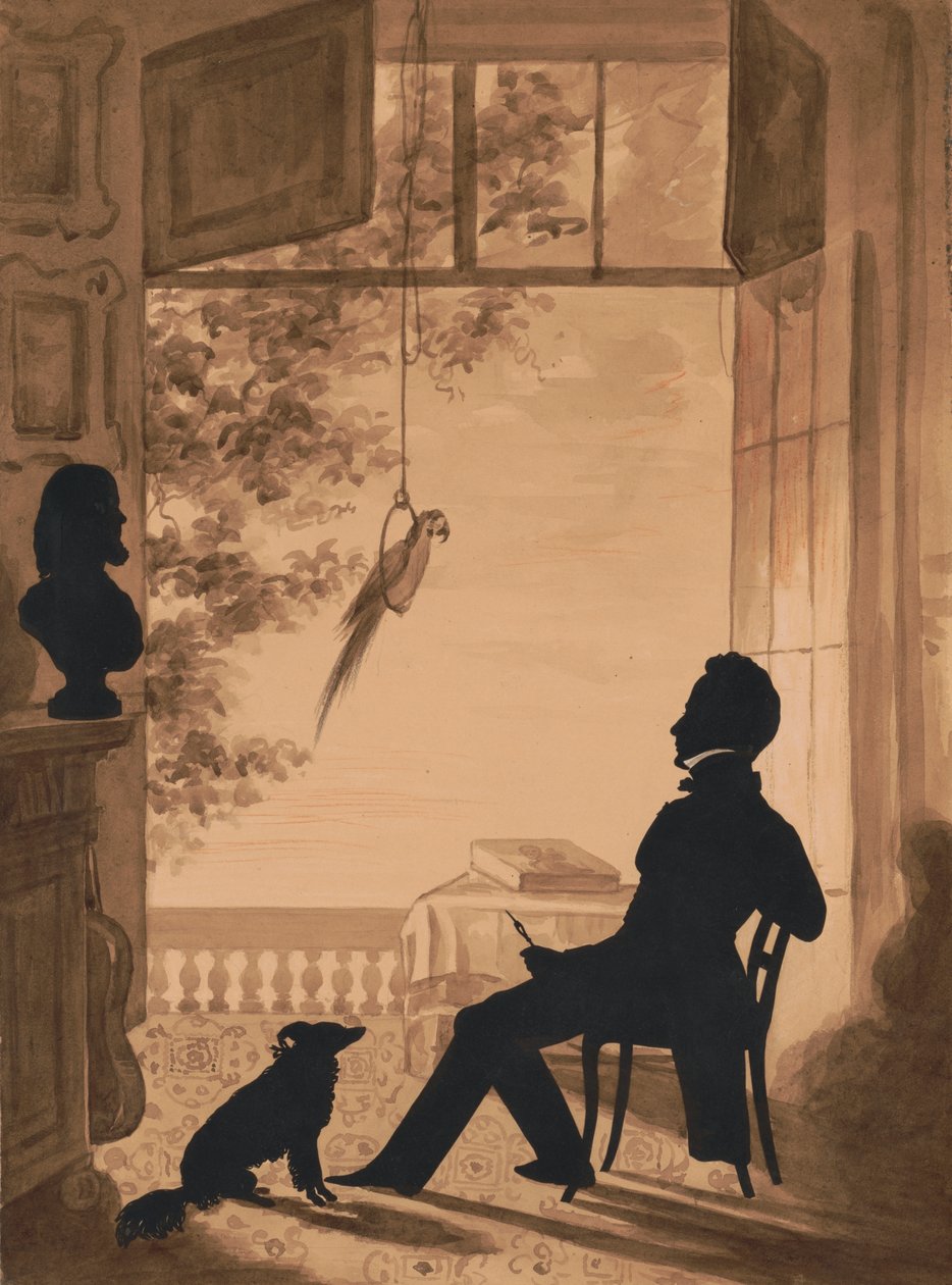 صورة ظلية للفنان تشارلز فندرش ، 1841 (ورق مقطوع على غسيل بني داكن) بواسطة أوغسطين أمانت كونستانت فيديلي إدوارت