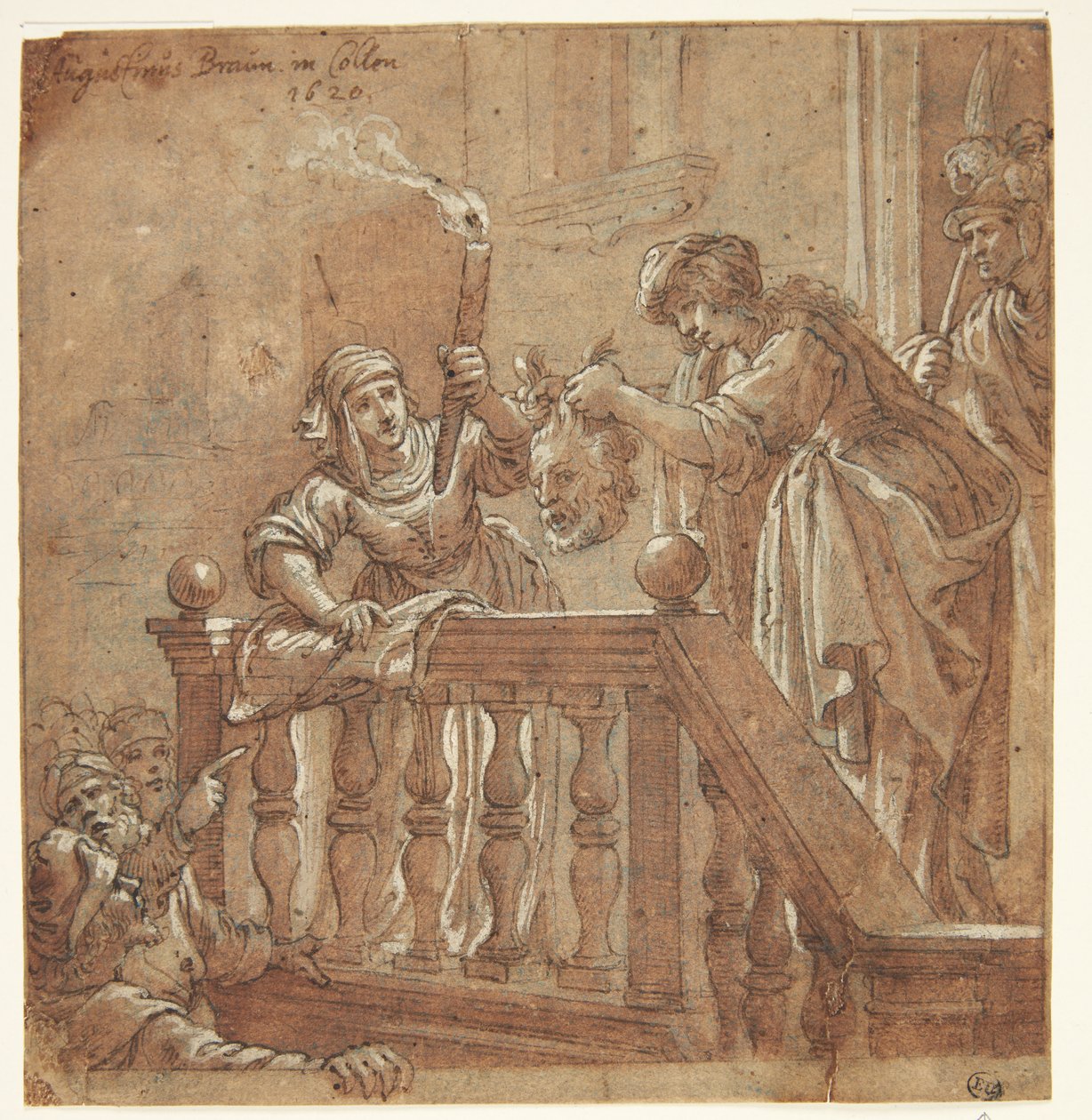 تعرض جوديث رأس Holofernes المقطوع للشعب بواسطة أوغسطين براون