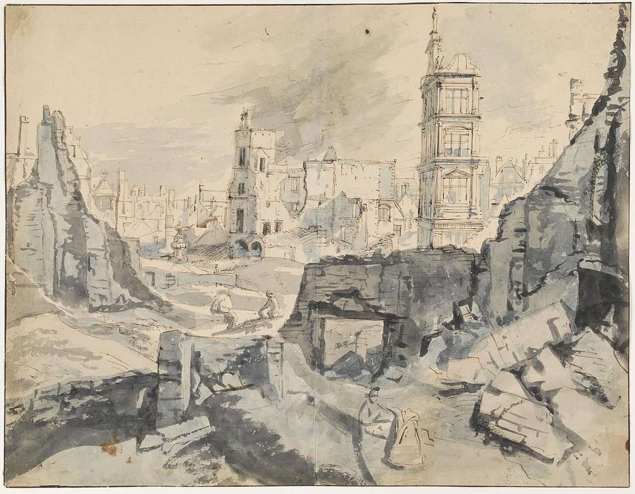 بروكسل بعد التفجير عام 1695 بواسطة أوغسطين كوبينز