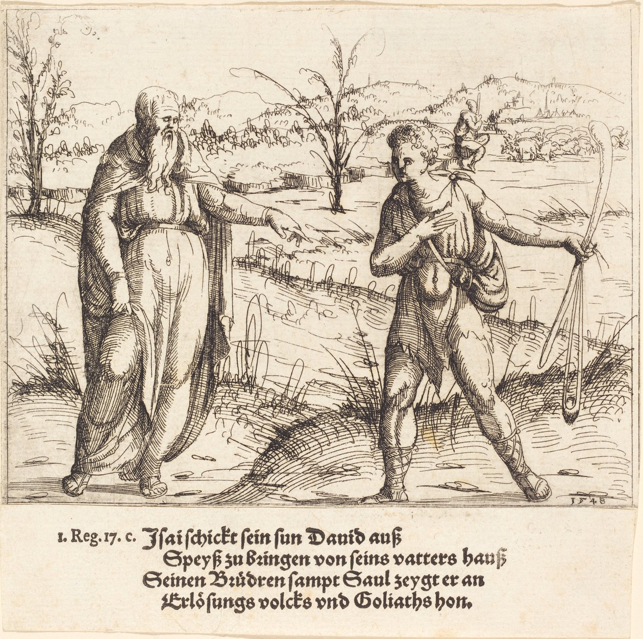 يرسل يسى داود إلى إخوته وشاول ، 1548. بواسطة أوغسطين هيرشفوغل